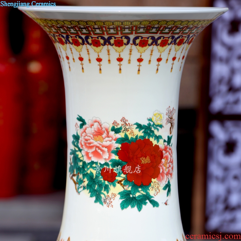 Jingdezhen ceramics powder enamel of large vase blooming flowers bright future home sitting room of Chinese style furnishing articles