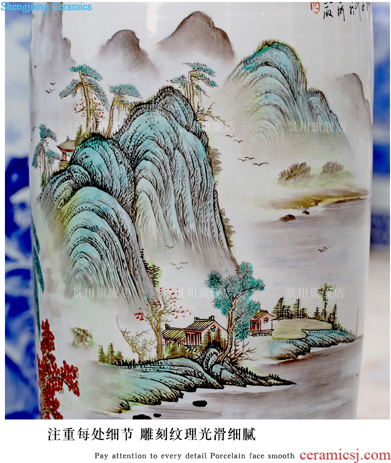 Jingdezhen ceramics of large vase has a long history in the hand draw pastel landscape porcelain sitting room adornment is placed
