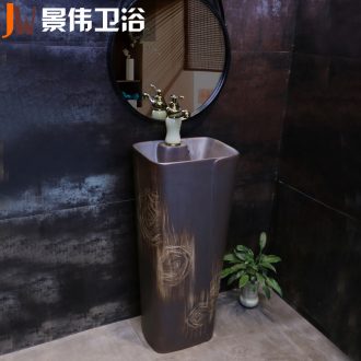 Pillar type restoring ancient ways outdoor lavatory washbasins balcony floor toilet integrated basin ceramic POTS