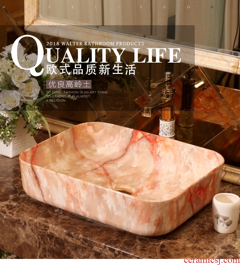 Square sink basin european-style balcony art ceramics on household contracted lavatory toilet lavatory