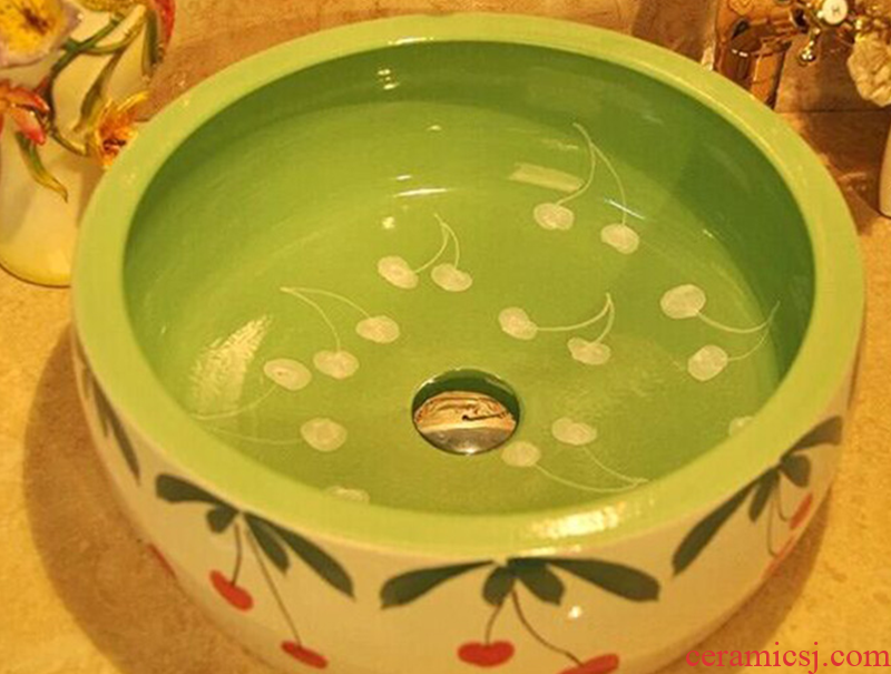 New fashionable sanitary waist drum jingdezhen art basin lavatory basin stage basin sink - a small cherry