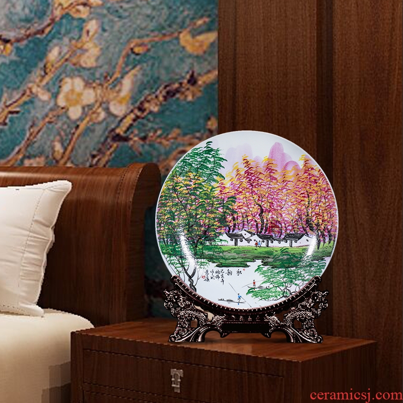 Jingdezhen ceramics decoration hanging dish new rich ancient frame new home furnishing articles moved into the sitting room of Chinese style household decoration