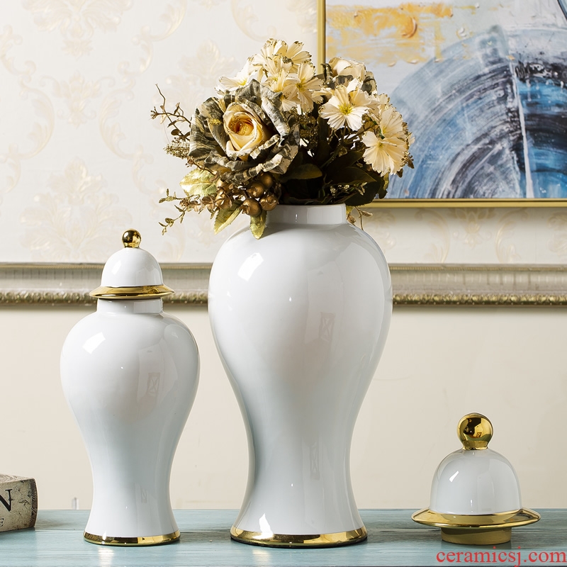 Jingdezhen general new Chinese style white pot vase postmodern light luxury furnishing articles sitting room porch soft adornment arranging flowers
