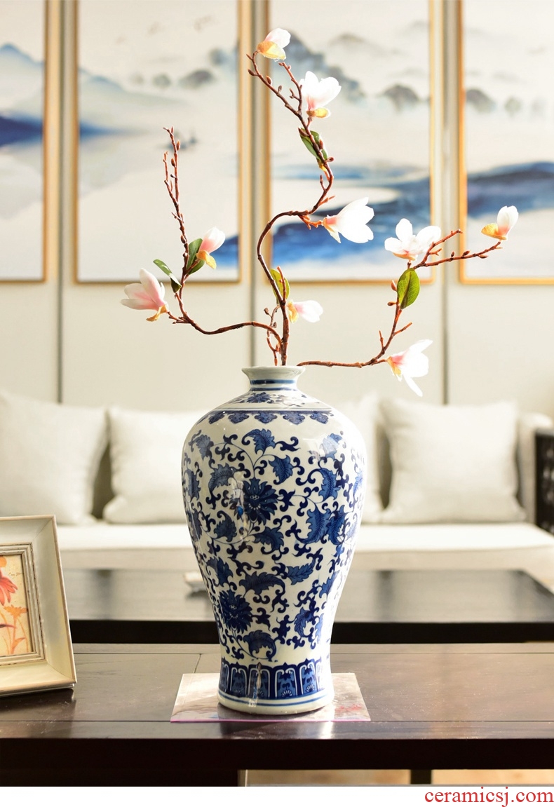 Murphy jingdezhen blue and white porcelain vase classical bedroom living room study of new Chinese style porch decoration floral suit