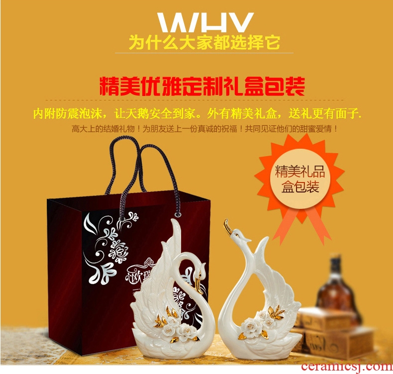 Practical wedding present European furnishing articles swan wine accessories creative living room TV ark ceramic craft gift