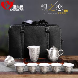 Recreational product silver of ceramic coppering.as silver tureen kung fu tea cups set five blessings tea the whole trip