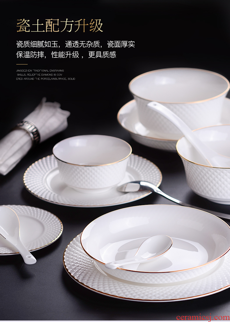 Jingdezhen ceramic western dishes european-style phnom penh bone porcelain plate creative household suit Jin Ling dishes