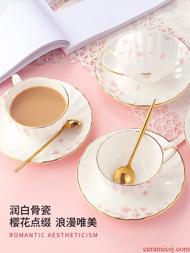 Inky european-style bone China coffee cups and saucers suit household contracted English afternoon tea tea set ceramic teapot cup