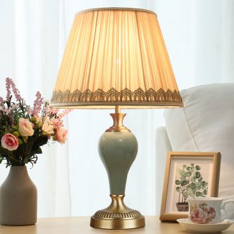 American ceramic full copper bedroom berth lamp contracted and contemporary creative sweet romance warm light bedside table decoration