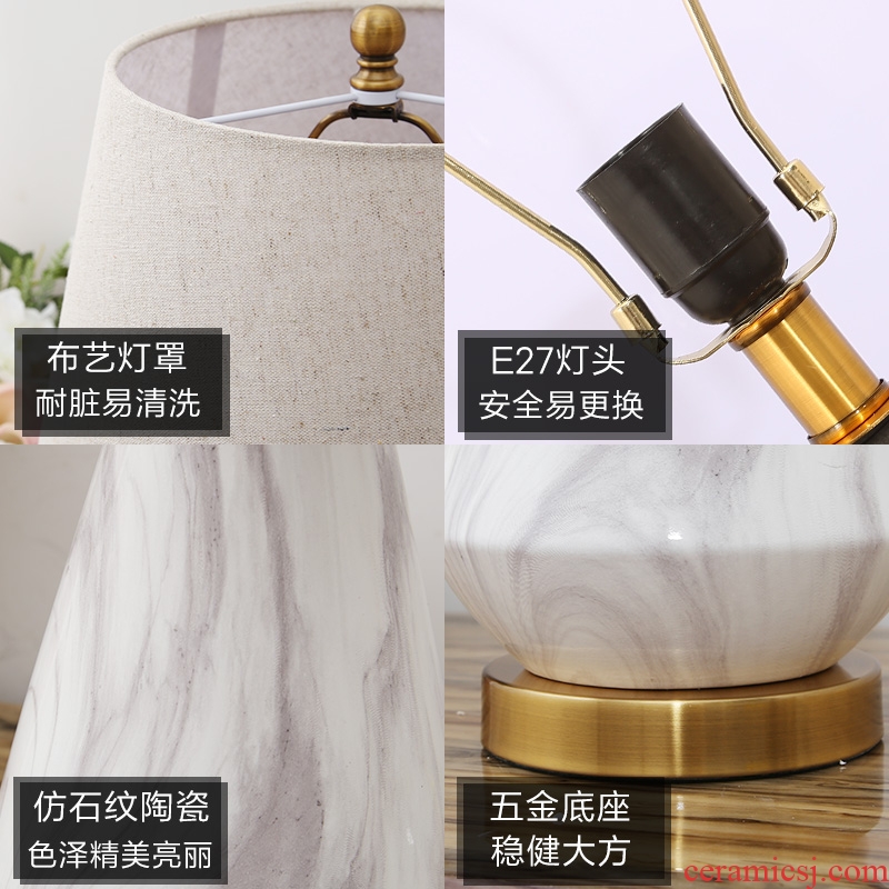 Contemporary and contracted Nordic ideas ceramic desk lamp study living room desk lamp of bedroom the head of a bed decoration cloth art lamps and lanterns