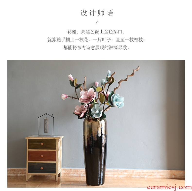 Modern light American european-style luxury ground dry flower vases, flower arrangement sitting room place landscape decorative porcelain vase