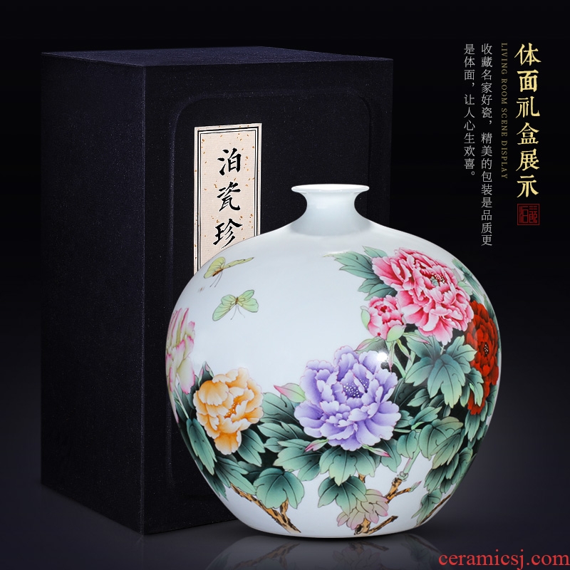 Jingdezhen ceramic master hand painted porcelain vase furnishing articles rich ancient frame sitting room adornment new Chinese style wedding decoration process