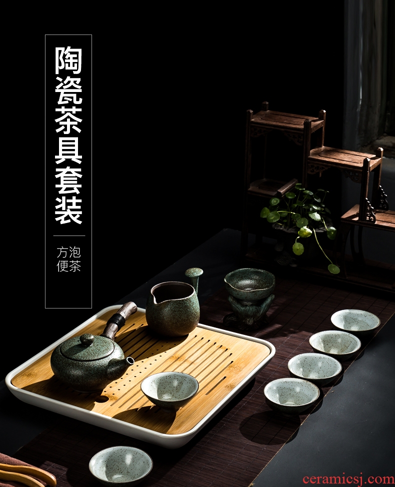 High-grade coarse ceramic tea set tea tray Japanese household contracted creative jingdezhen ceramic cups of a complete set of the teapot