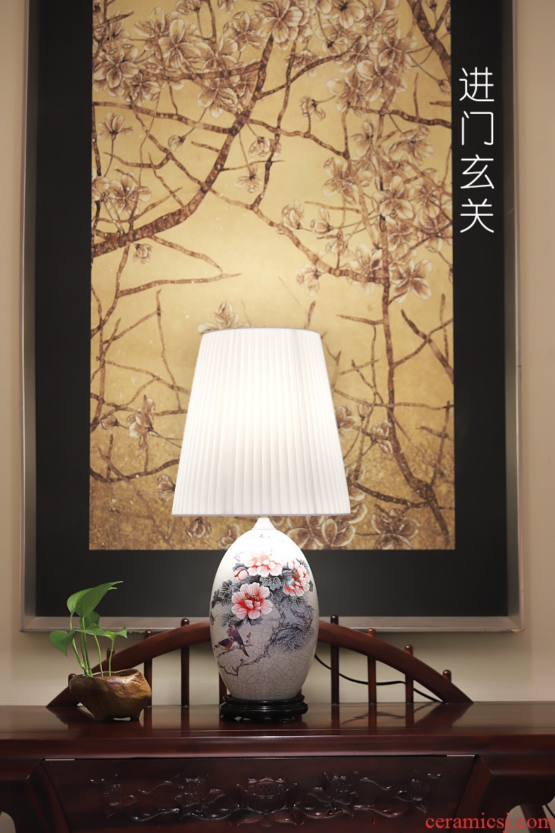 New Chinese style lamp ceramic decoration art of contemporary and contracted retro hand-painted all copper lamps and lanterns of the sitting room the bedroom of the head of a bed