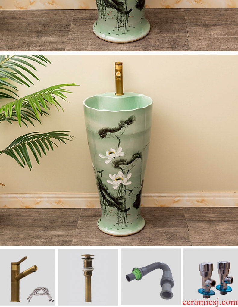 Outdoor garden ceramics column basin of the balcony floor type lavatory household toilet lavabo lotus