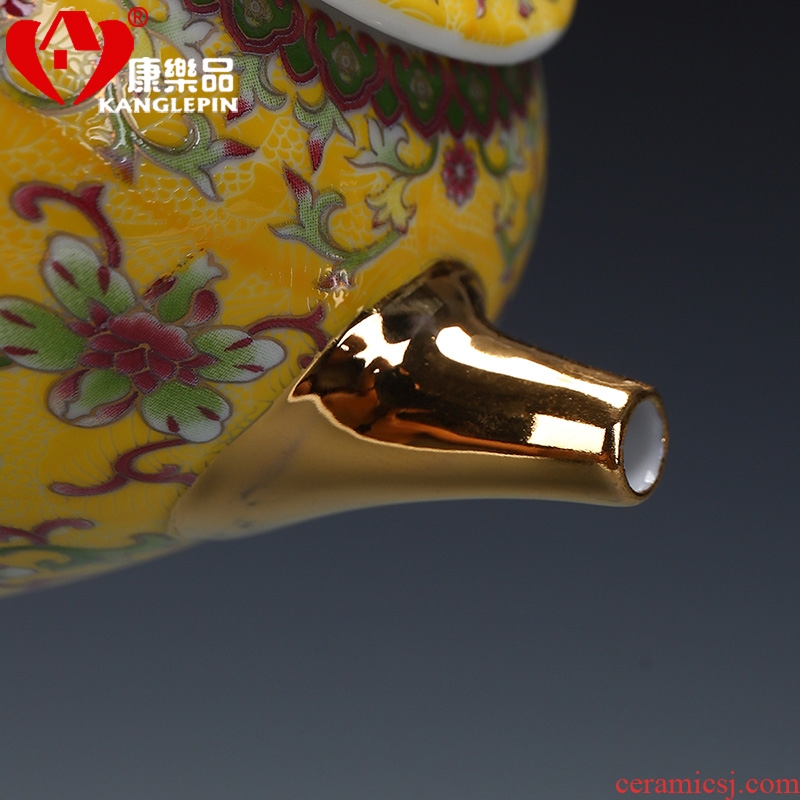 Recreational product gold colored enamel porcelain tea set coppering.as silver clasp porcelain tea set the whole court wind office tea kettle