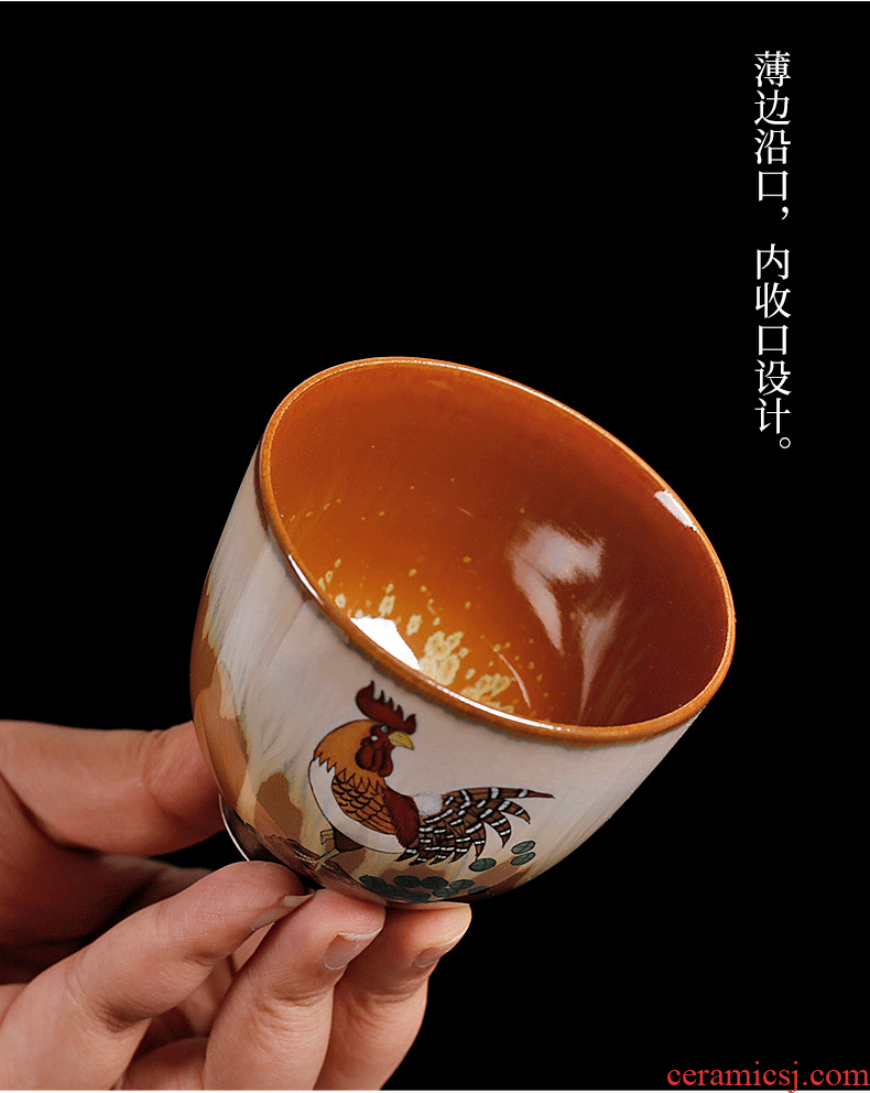 Chrysanthemum patterns kiln jingdezhen hand-painted prosperous cup pure manual master cup single cup personality rooster cup