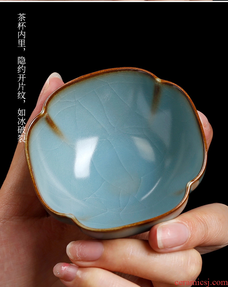 Single cup chrysanthemum patterns manually ru kiln owners who open piece of kung fu tea cups for her small single ceramic cup