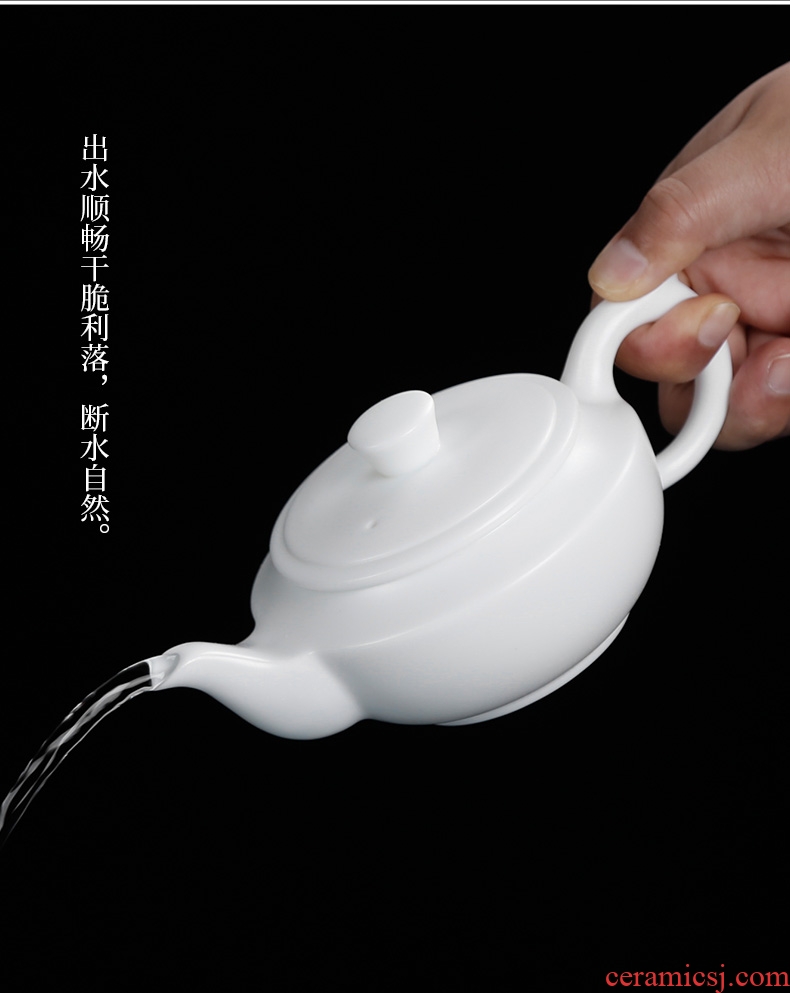 Chrysanthemum patterns guo-jin zhang han flat pot dehua white porcelain ceramic teapot tea bubble single pot of kung fu tea