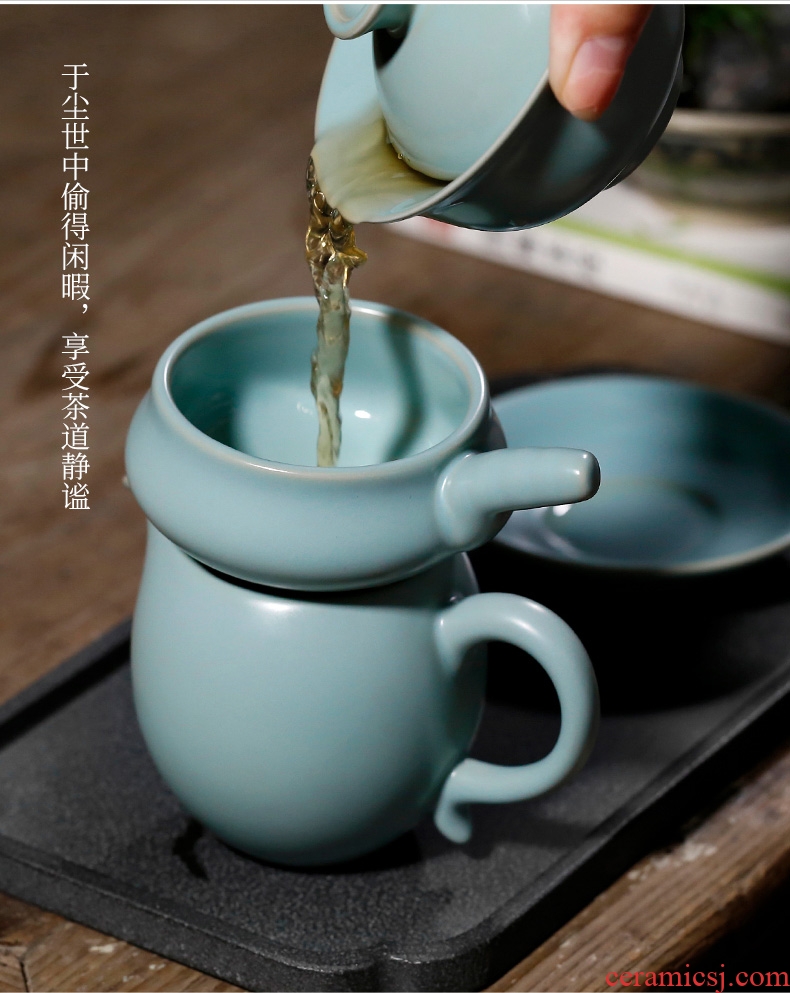 Chrysanthemum patterns beauty tea sea blue your kiln fair handmade ceramic tea cup and a cup of tea tea set a single cent