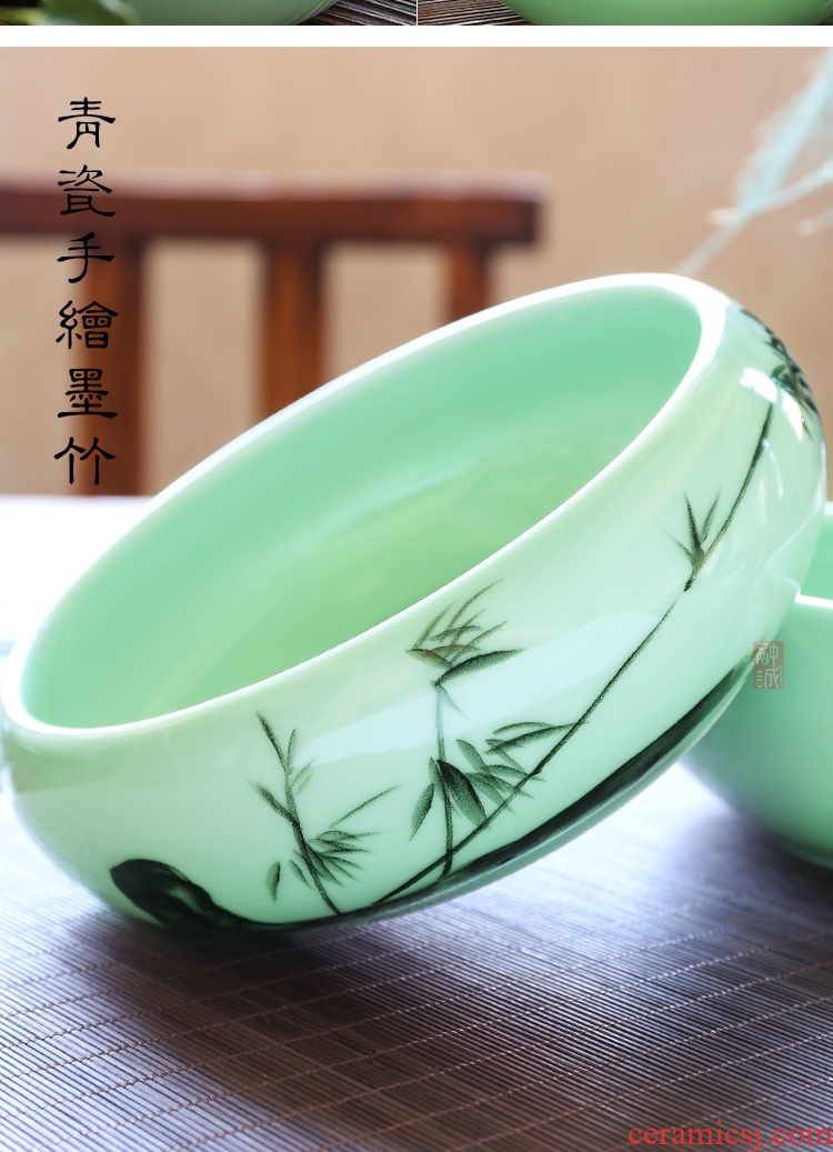 Melts if wash the ceramic tea set large 8 "longquan celadon tea writing brush washer wash water jar tea accessories cup bowl