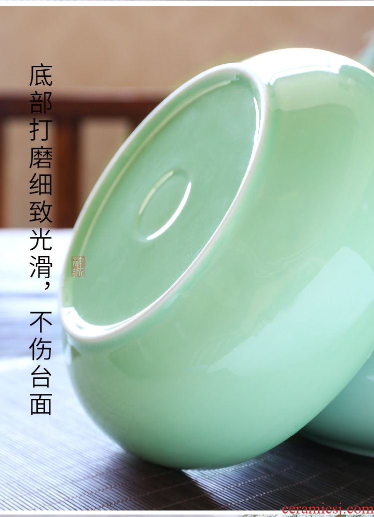 Melts if wash the ceramic tea set large 8 "longquan celadon tea writing brush washer wash water jar tea accessories cup bowl