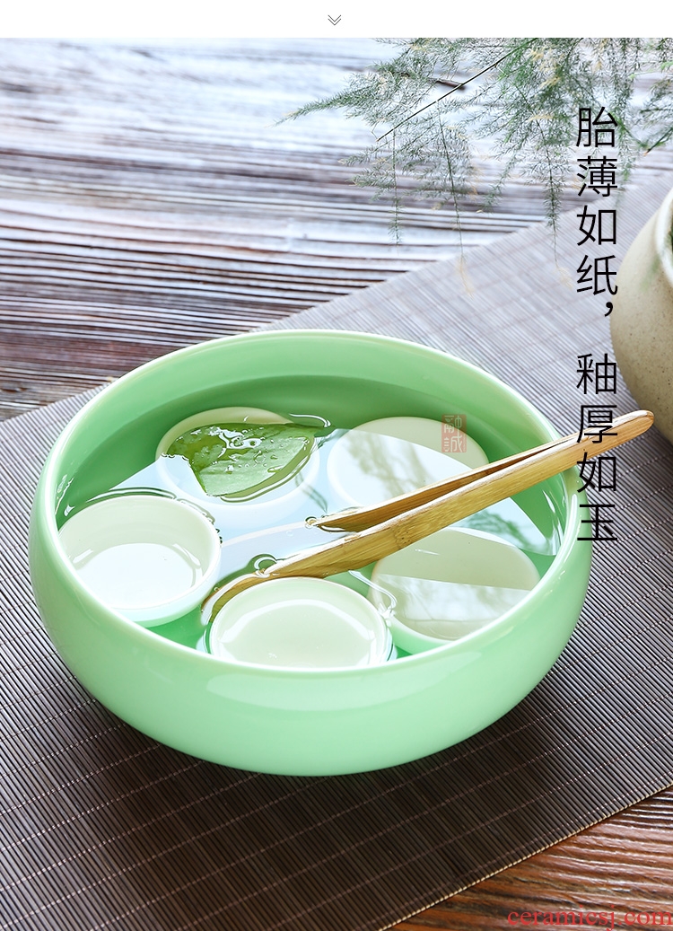 Melts if wash the ceramic tea set large 8 "longquan celadon tea writing brush washer wash water jar tea accessories cup bowl