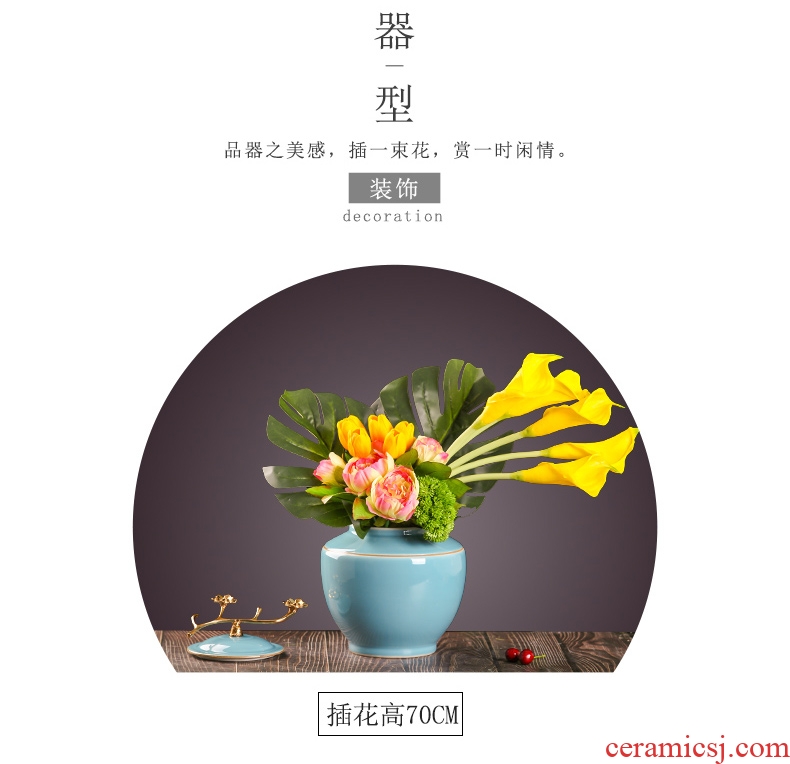 New Chinese vase furnishing articles sitting room flower arranging flowers European modern example room table soft ceramic handicraft ornament