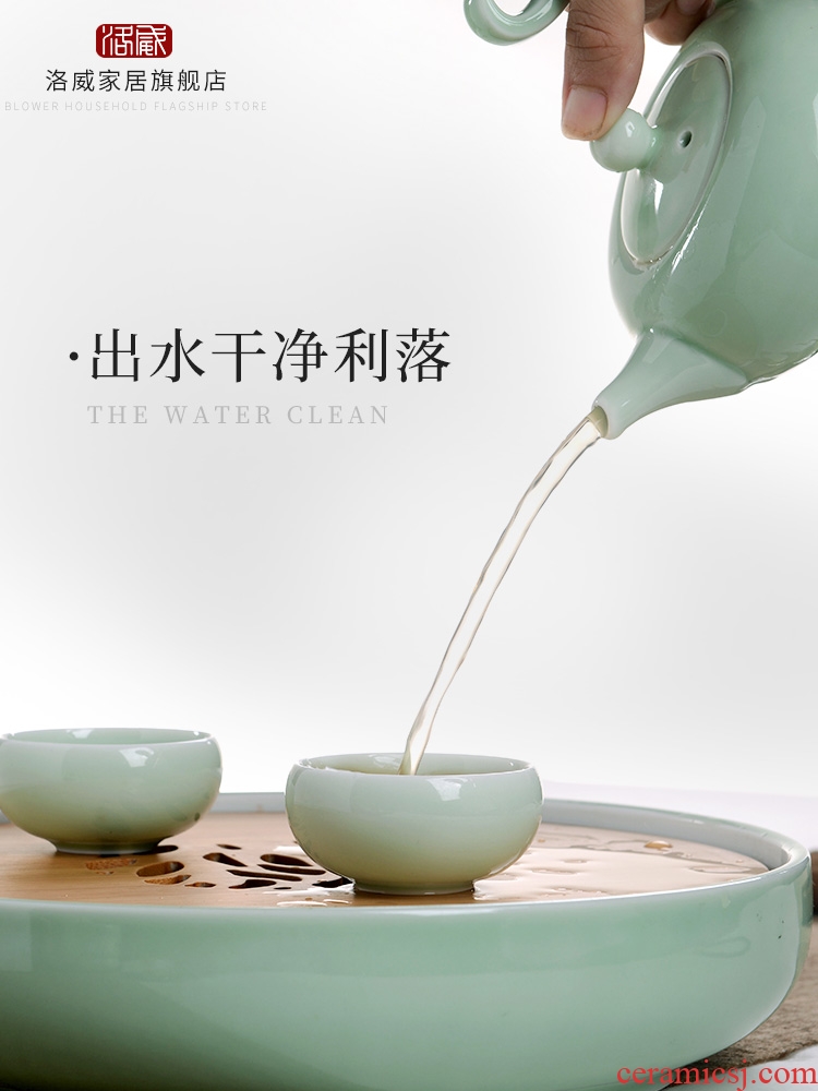 Kung fu tea set jingdezhen ceramic contracted household celadon teapot teacup tea tray portable Japanese trip