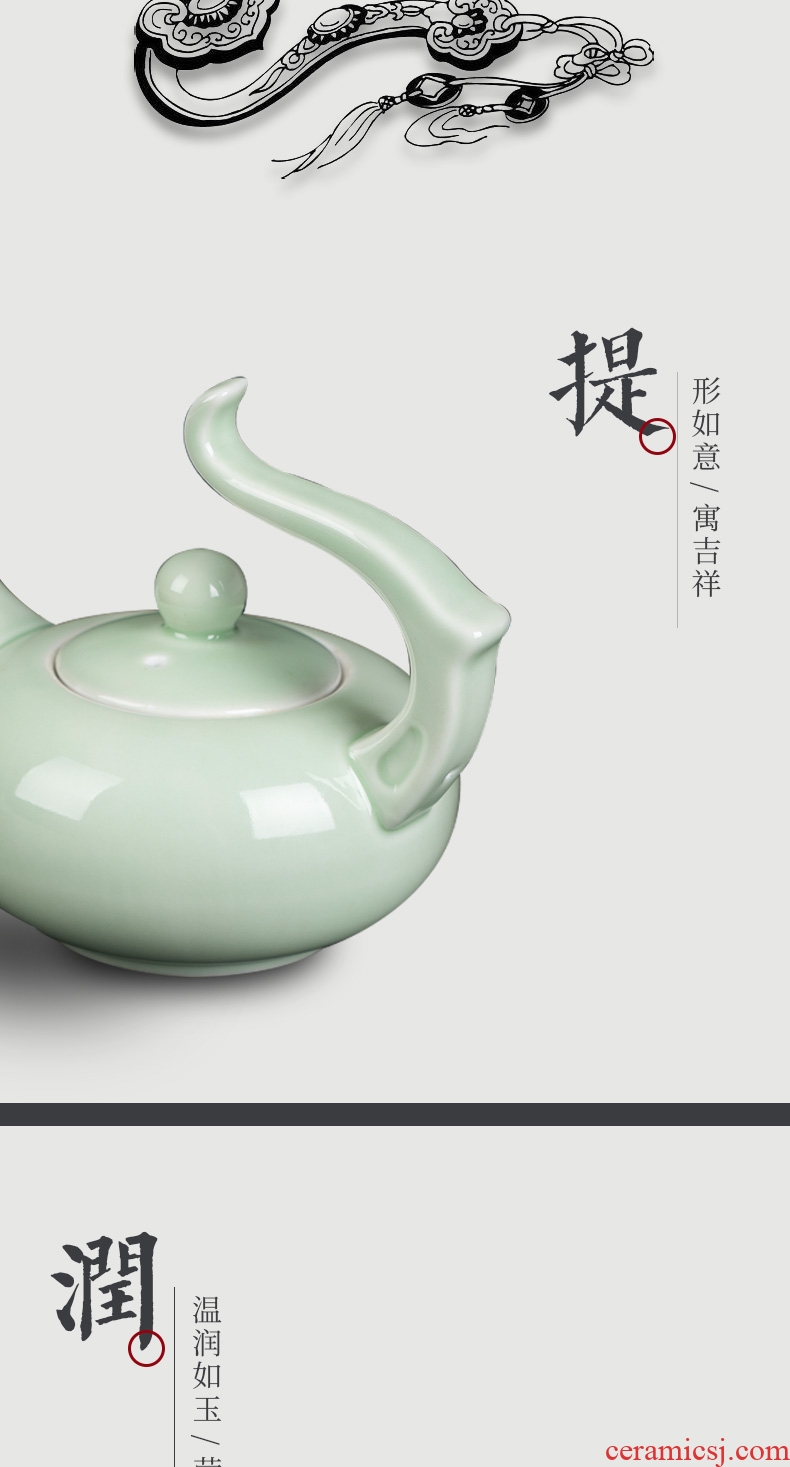 Kung fu tea set jingdezhen ceramic contracted household celadon teapot teacup tea tray portable Japanese trip