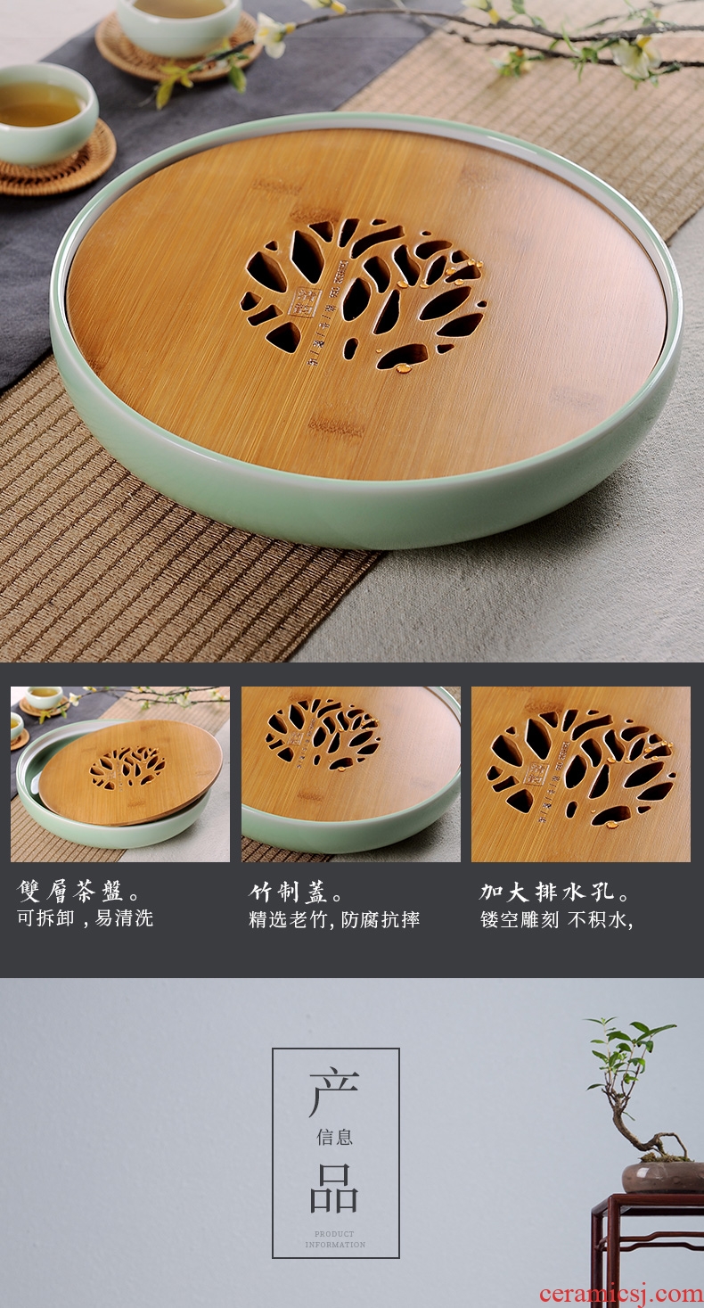 Kung fu tea set jingdezhen ceramic contracted household celadon teapot teacup tea tray portable Japanese trip