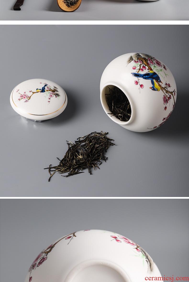 Large and medium size puer tea caddy ceramic POTS storage tanks seal round pot tea box jingdezhen travel box