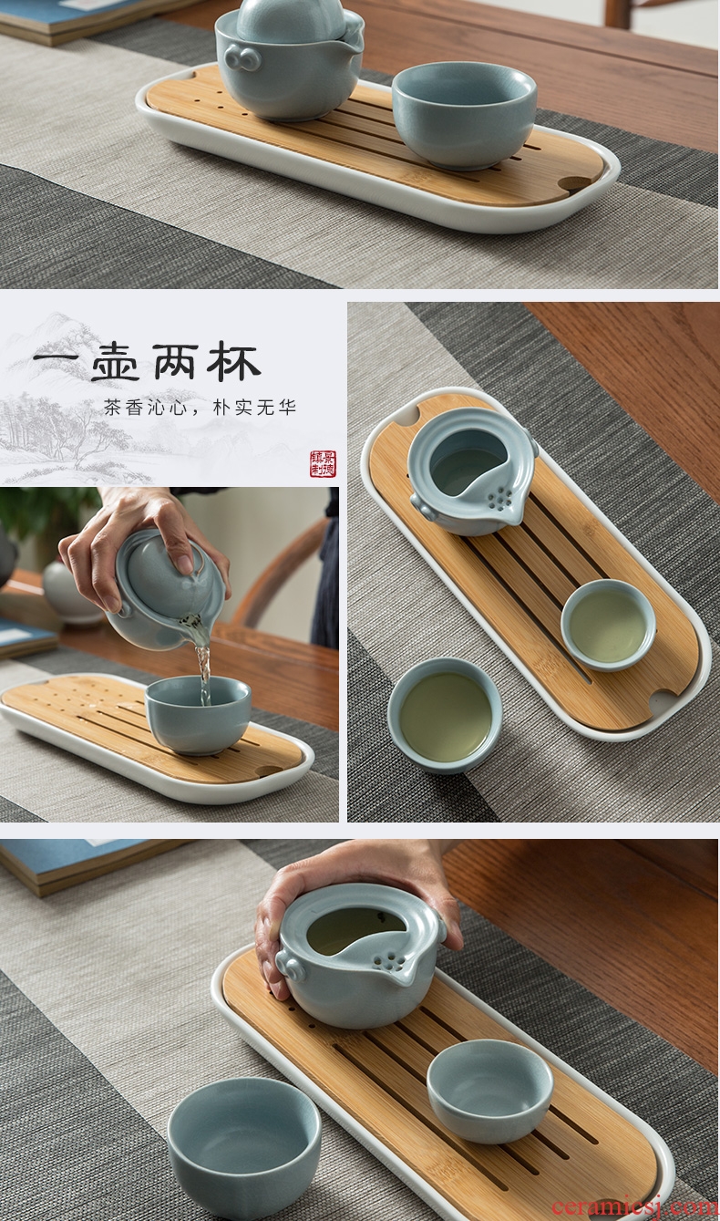Your kiln crack cup a pot of 2 cup single portable travel hand grasp pot of jingdezhen ceramic kung fu tea set cup
