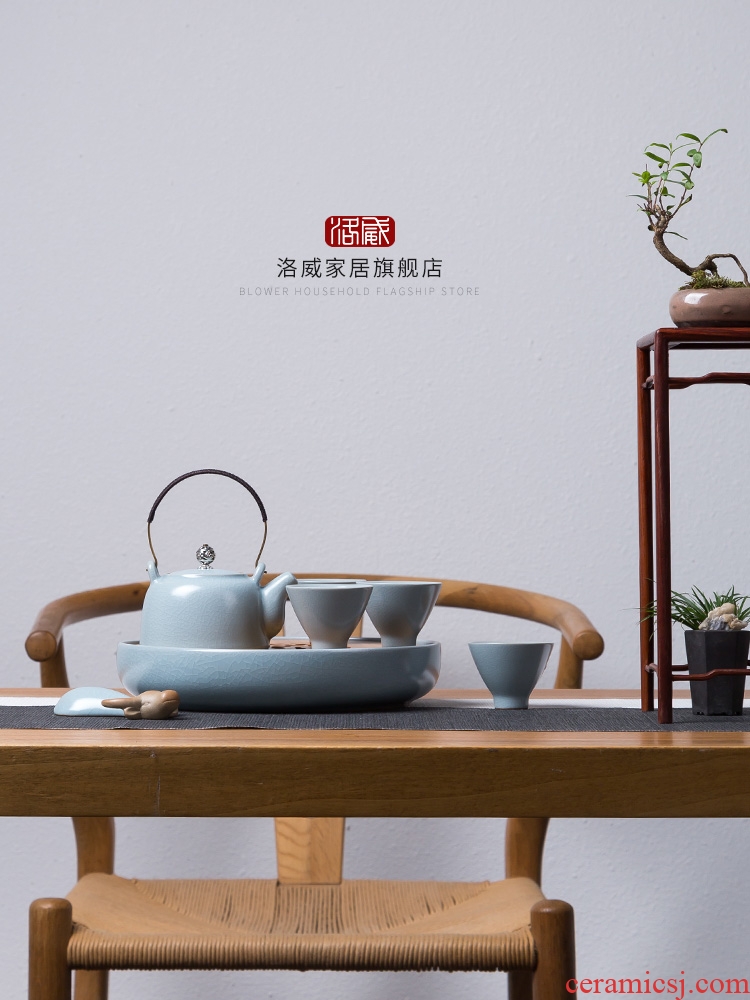 Portable travel tea set with your kiln kung fu tea set jingdezhen ceramic cups teapot tea tray package