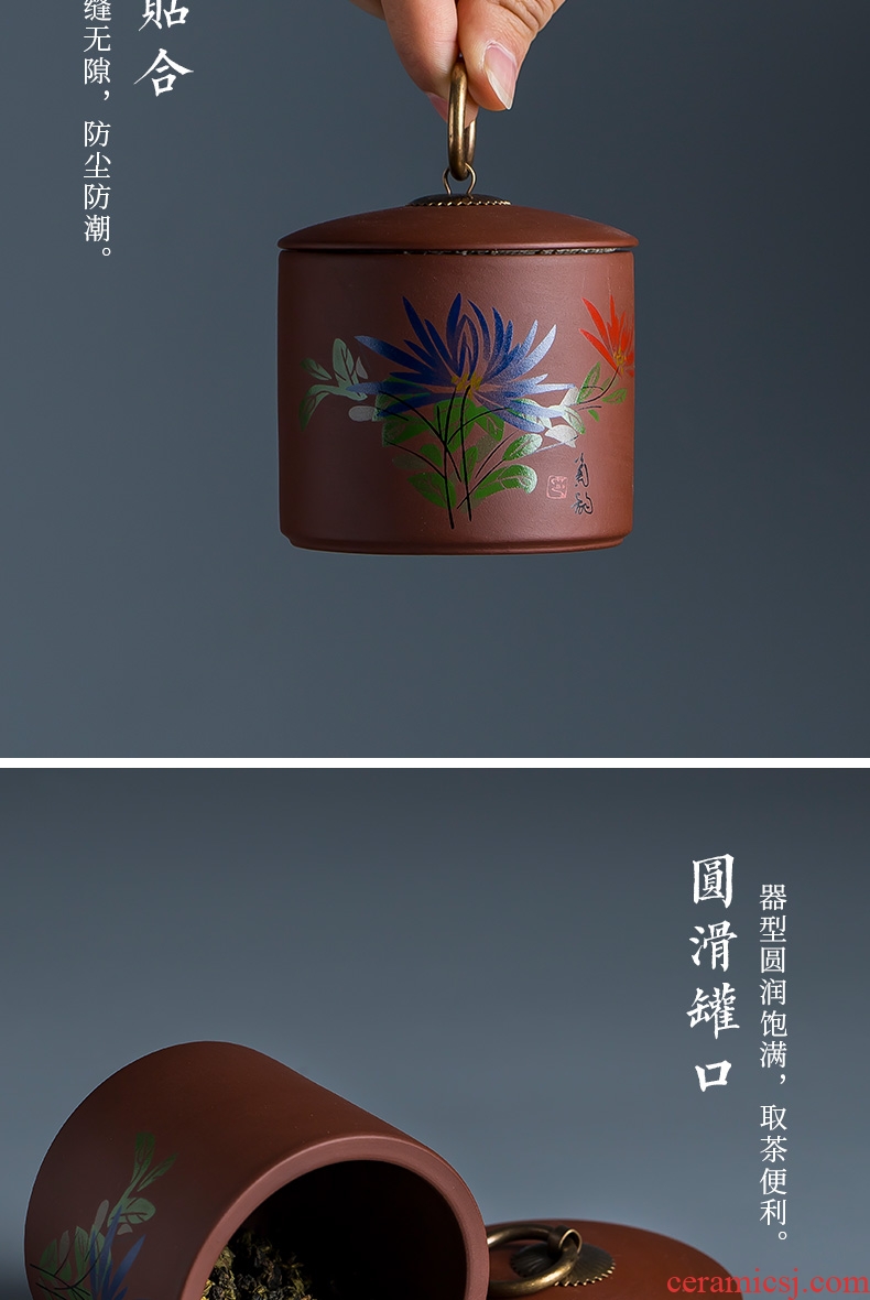 Violet arenaceous caddy household jingdezhen ceramic tea set storage jar tea storage tank mini small seal pot