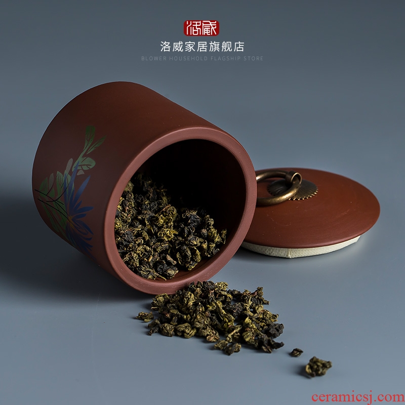 Violet arenaceous caddy household jingdezhen ceramic tea set storage jar tea storage tank mini small seal pot