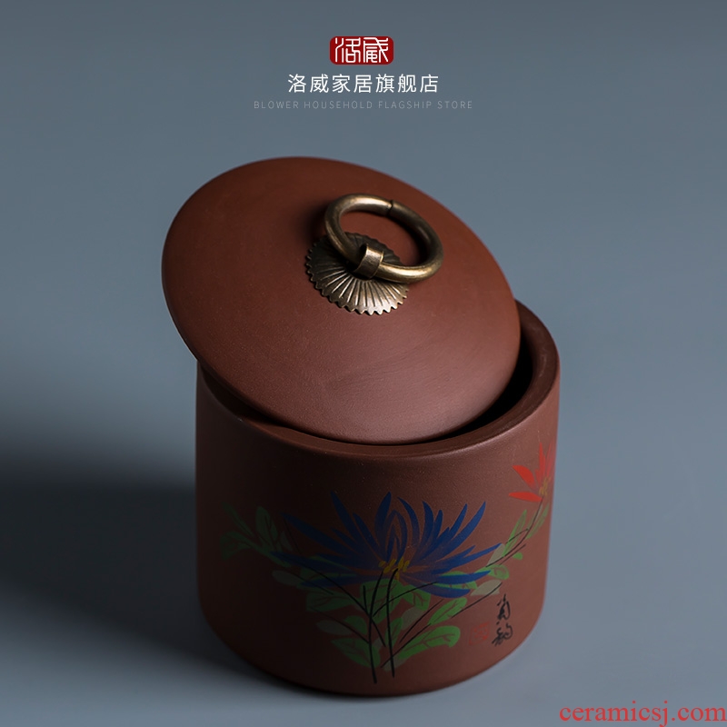 Violet arenaceous caddy household jingdezhen ceramic tea set storage jar tea storage tank mini small seal pot