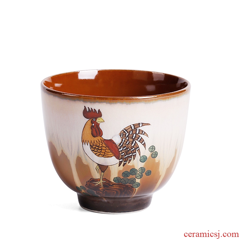 Chrysanthemum patterns of jingdezhen pure manual hand-painted prosperous kiln ceramic cups master cup single cock cup