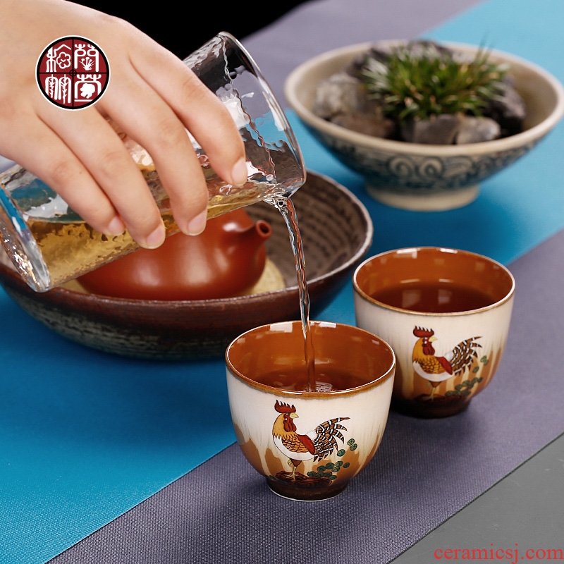 Chrysanthemum patterns of jingdezhen pure manual hand-painted prosperous kiln ceramic cups master cup single cock cup