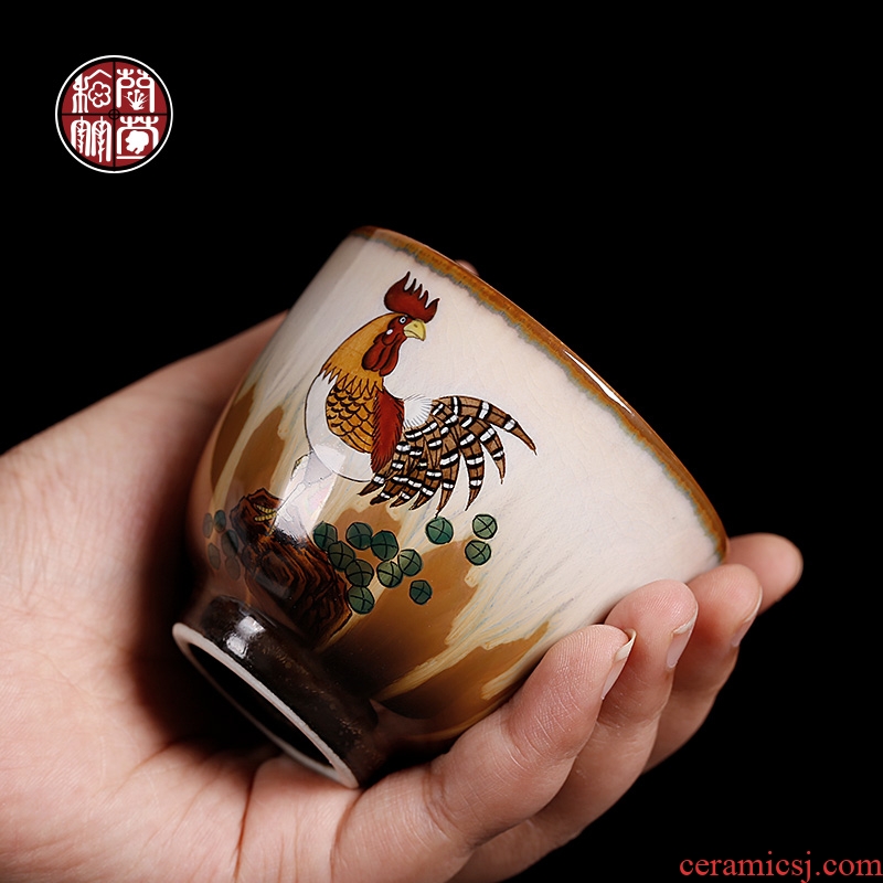 Chrysanthemum patterns of jingdezhen pure manual hand-painted prosperous kiln ceramic cups master cup single cock cup