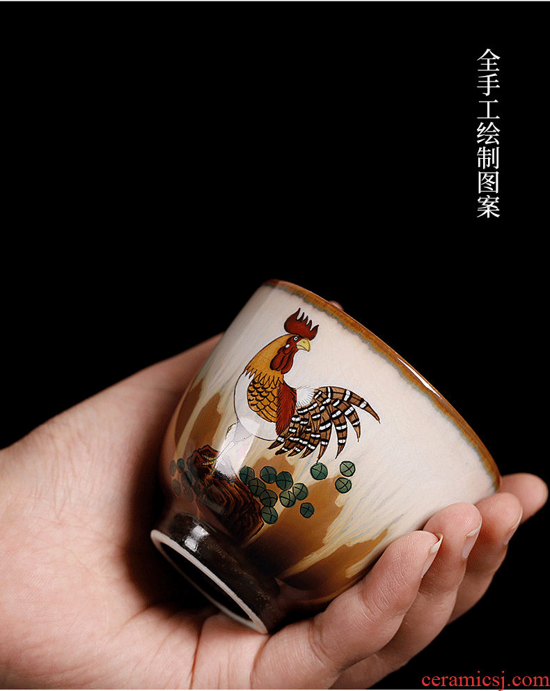 Chrysanthemum patterns of jingdezhen pure manual hand-painted prosperous kiln ceramic cups master cup single cock cup