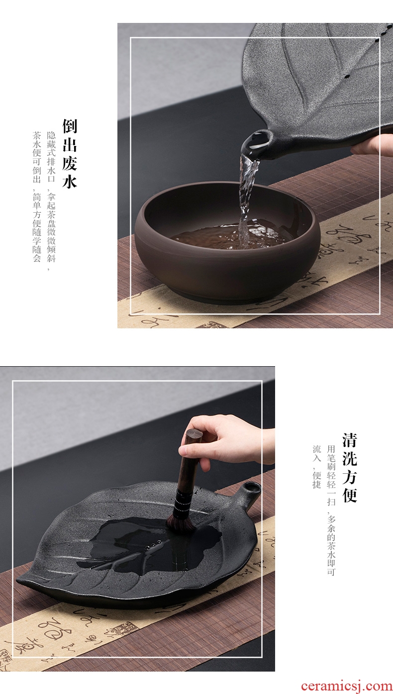 Ronkin creative small tea tray of black one with ceramic mini storage type dry foam Taiwan Japanese contracted tray
