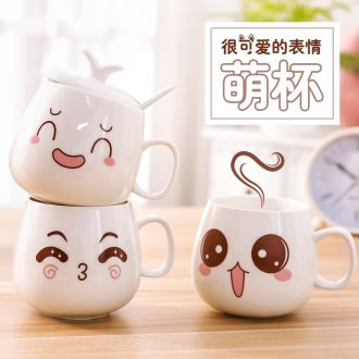 Creative personality with cover glass ceramic mug spoon tide lovers drink a cup of coffee cup men's and women's cup