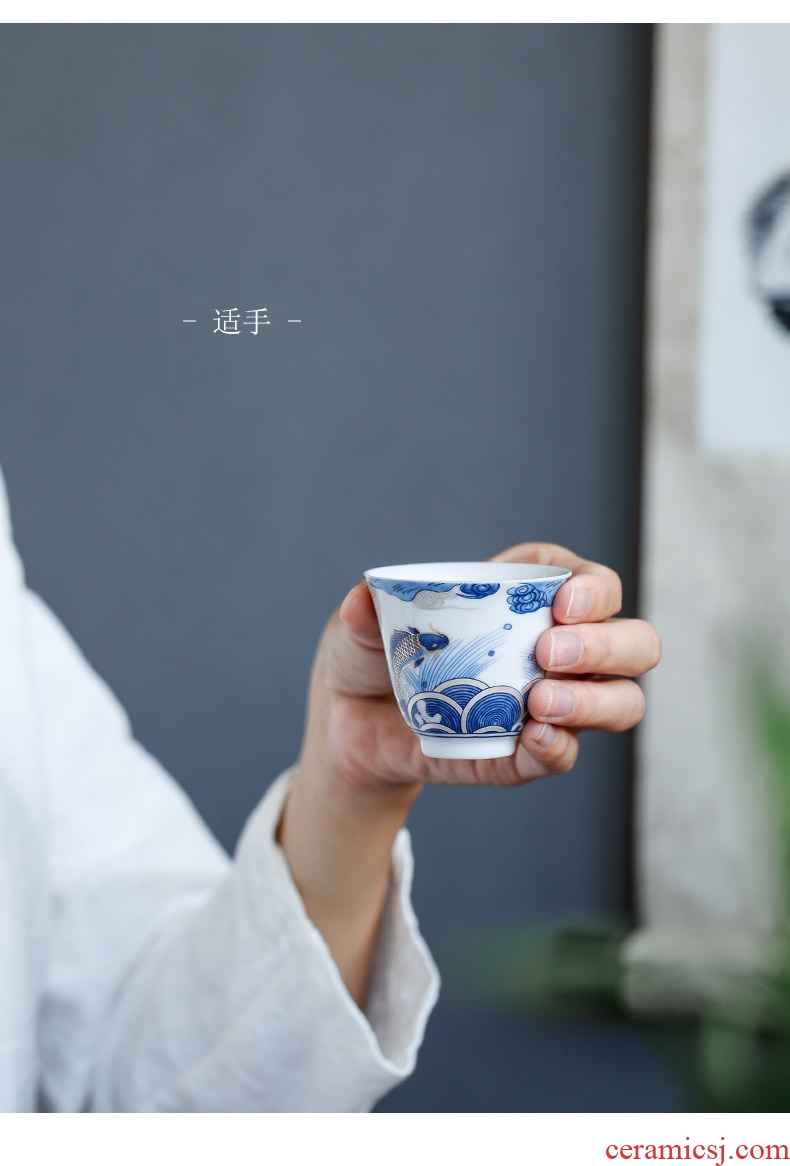 Auspicious dragon fish ceramic cups perfectly playable cup home of kung fu tea set sample tea cup single cup bowl master cup by hand