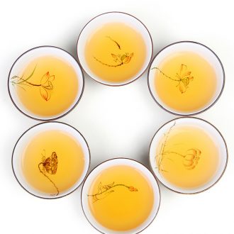 Small hand-painted ceramic sample tea cup kung fu tea cups suit household 6 pack small bowl tea tea cup