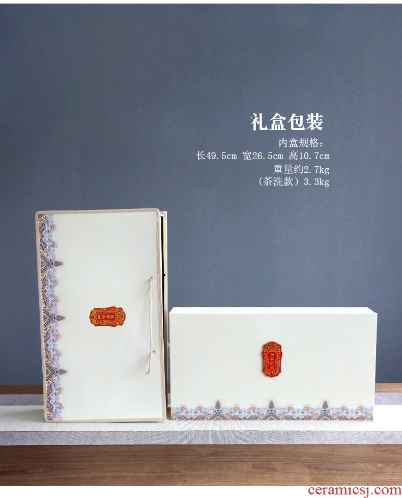 Colored enamel was suit household kunfu tea contemporary and contracted style tea ceremony jingdezhen ceramic teapot teacup