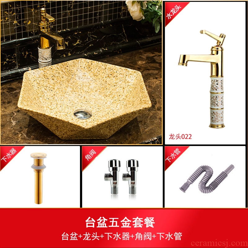 Koh larn qi stage basin sink ceramic lavatory hexagonal art to the basin that wash a face imitation marble basin toilet