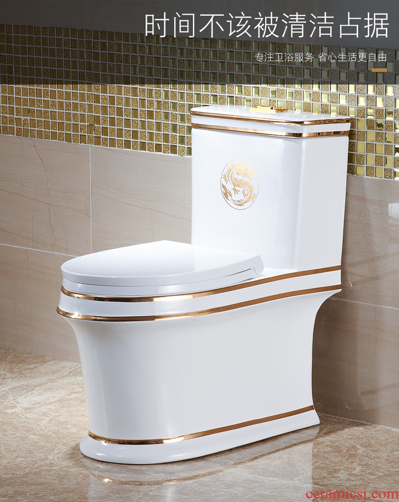 Koh larn lattice terms with color toilet implement personality Mosaic gold toilet pumping mute odor-proof ceramics sit lavatory