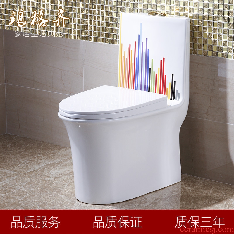 Koh larn, neat new color toilet large-diameter household toilet implement spiral mute water-saving ceramic sanitary ware