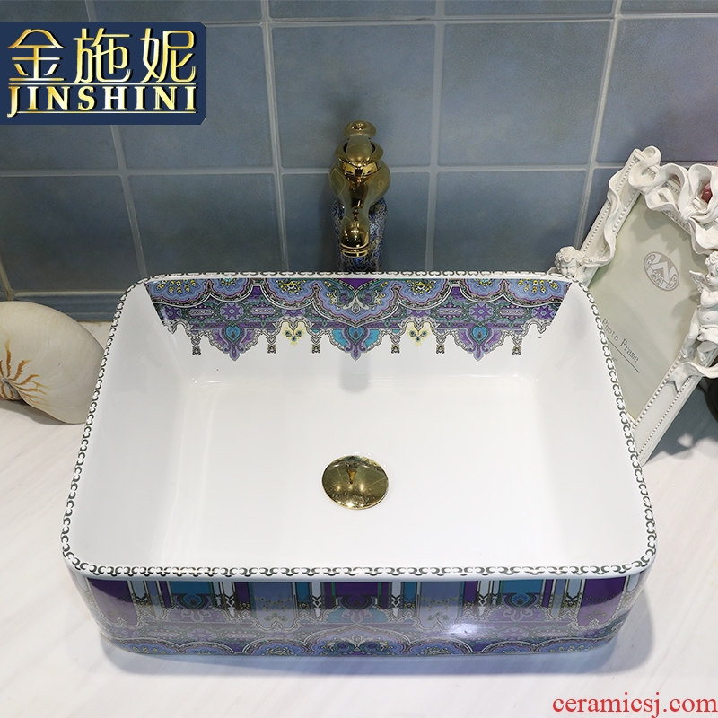 Gold cellnique jingdezhen ceramic lavabo art basin bathroom rectangular lavatory Bohemia